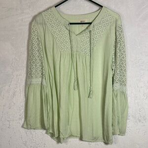 Style & Co Mint Lace Accent Blouse XL